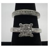 Diamond and Platinaire wedding set, size 5 & 7,