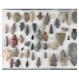 Collection of Native American arrowheads, tools &