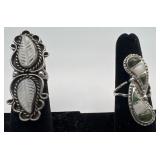 2 Navajo Sterling Turquoise & Mother of Pearl