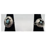 2 Navajo Sterling & Turquoise rings, sizes: 5 1/2