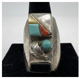 Navajo Sterling menï¿½s ring with Turquoise, Onyx,
