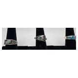 3 Navajo Sterling & Turquoise rings, sizes: 6, 6