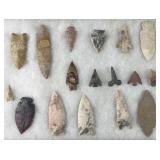Collection of Native American arrowheads and