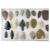 Collection of Native American arrowheads & tools
