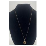 14K Golf & Diamond pendant, chain, 2.19 dwt