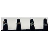 5 Navajo Sterling & Turquoise rings, sizes: 3, 3