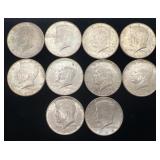 10 Kennedy Silver Half Dollars, 4.01 Oz Troy