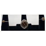 3 Navajo Sterling and Tigerï¿½s Eye rings, sizes: 5