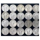 20 Standing Liberty Silver Quarters, 3.84 oz Troy