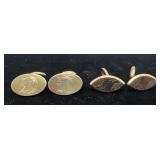 2 pair of 10K gold cufflinks, unmarked, tested