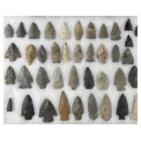 Collection of Native American arrowheads in