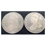 1824 & 1829 Capped Bust Silver Half Dollars, .82