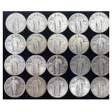 20 Standing Liberty Silver Quarters, 3.86 oz Troy