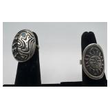2 Navajo Sterling & Turquoise rings, sizes: 2 &