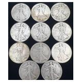 11 Liberty Walking Half Dollars, 4.23 Oz Troy