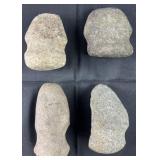 4 Native American axes, full & half groove, 4ï¿½-6ï¿½