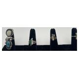 4 Navajo Sterling Turquoise & Mother of Pearl