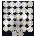 27 Barber Silver Quarters, 4.96 oz Troy