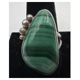 Navajo Sterling and Malachite ring, size: 11,