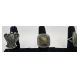 3 Navajo Sterling & Turquoise rings, sizes: 5, 5