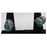 2 Navajo Sterling and Turquoise rings, sizes: 4