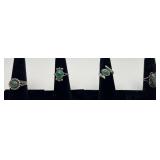 4 Navajo Sterling & Turquoise rings, sizes: 4