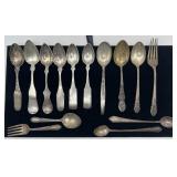 Group of Sterling and silver flatware, 6 antique
