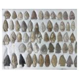 Collection of Native American arrowheads in