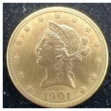 1901 $10 Liberty Head Gold Eagle, 10.73 dwt