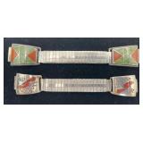 2 Navajo Sterling, Turquoise and Coral watch