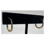 14k Gold hoop earrings with Greek Key design,