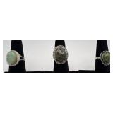 3 Navajo Sterling & Turquoise & Bloodstone rings,