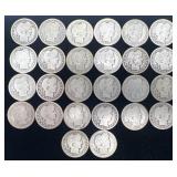 26 Barber Silver Quarters, 4.75 oz Troy