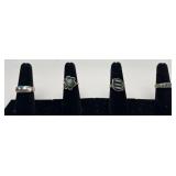 4 Navajo Sterling & Turquoise rings, sizes: 5, 5