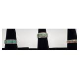 3 Navajo Sterling & Turquoise rings, sizes: 5, 7