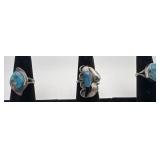3 Navajo Sterling & Turquoise rings, sizes: 5, 5