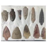 Collection of Native American arrowheads in