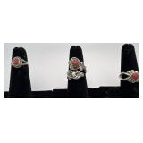 2 Navajo Sterling and Coral rings, sizes: 2 1/2,