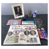 Group of John F. Kennedy collectibles, buttons,