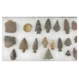 Group of Native American arrowheads and pottery
