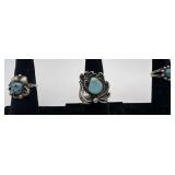 3 Navajo Sterling & Turquoise rings, sizes: 5, 5