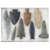 Collection of Native American arrowheads & drill