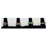 4 Sterling rings, all size 7, all marked ï¿½925ï¿½,