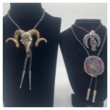 2 Fashion Bolo Ties and Necklace