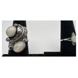 2 Navajo Sterling & Mother of Pearl rings, sizes: