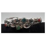 Vintage Navajo Sterling, Turquoise & Coral cuff,
