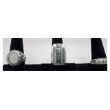 3 Navajo Sterling and Turquoise rings, sizes: 7