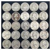 25 Washington Silver Quarters, 4.92 oz Troy