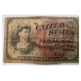 United States 10 Cents Fractional Currency note