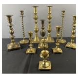 Group of brass candlesticks, 3.5ï¿½-12ï¿½ high